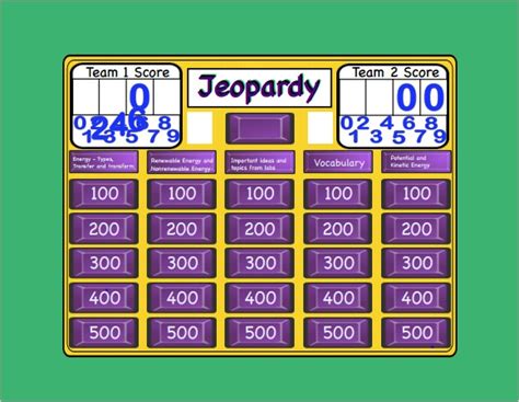 Jeopardy Board Printable