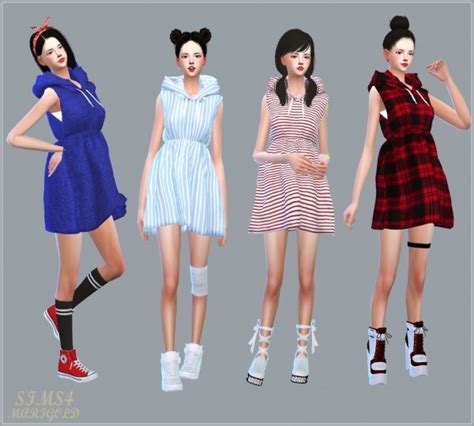 Sims4 Marigold Hood Sleeveless Dress • Sims 4 Downloads