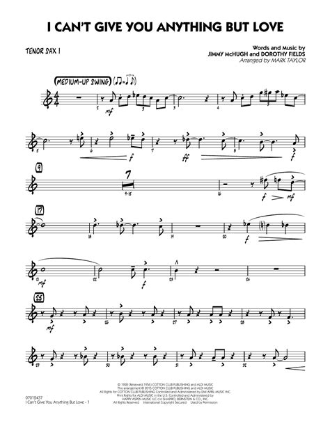 I Cant Give You Anything But Love Key B Flat Tenor Sax 1 Sheet Music Mark Taylor Jazz