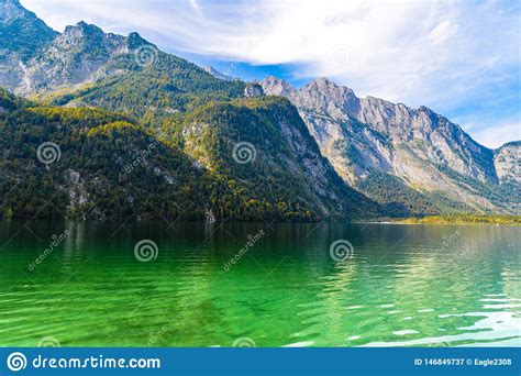 Koenigssee Lake With Alp Mountains Konigsee Berchtesgaden National