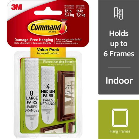Command Picture Hanging Strips 24pkg 8 Medium Strips And 16 Large Strips