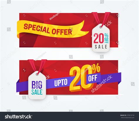 20 Percent Off Discount Promotion Advertising Banners Set Isolated