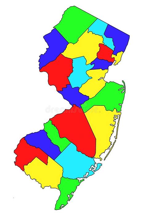 Colorir Novo Mapa Administrativo De Jersey Mapa De Condados De Nova