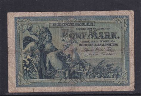 Deutsches Reich Kaiserreich 5 Mark 1904 Ro22a Deu 52a Kn 6 Stellig
