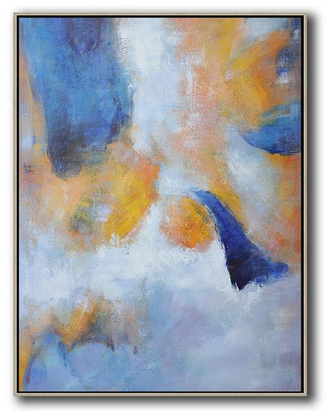 Hand Painted Vertical Abstract Arthuge Abstract Canvas Artyellow