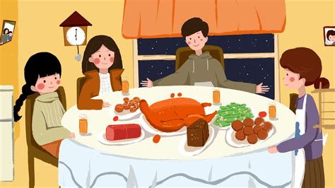 Fondo De Dibujos Animados Una Familia Comiendo Cena Reunión La Comida
