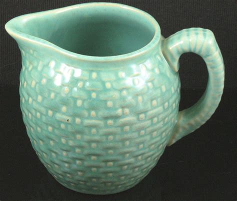 Vintage Weller Pottery Pierre Pattern Blue Green Milk Pitcher