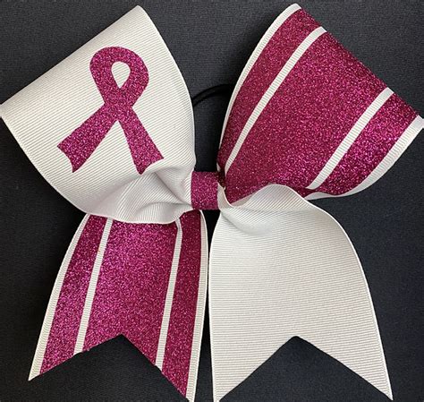 Striped Hot Pink Breast Cancer Cheer Bow Cheer Bows By Bonnie