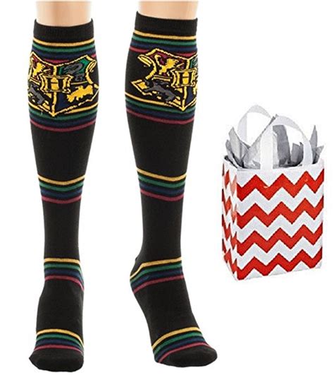 Harry Potter Junior Womens Striped Knee High Socks And Bag Multi Pack