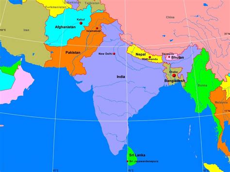 6 Free Printable Labeled South Asia Physical Map With Countries Pdf