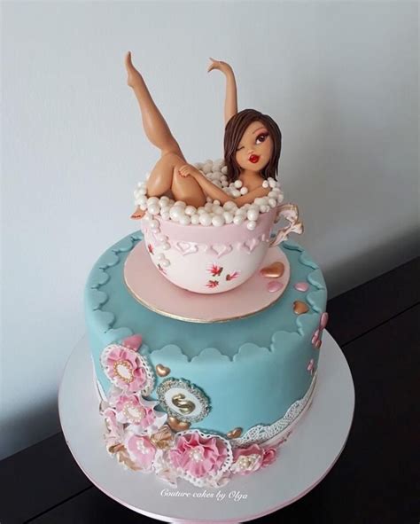 Lady In A Tea Cup Funny Birthday Cakes Bachelorette Cake 40th Birthday Cakes