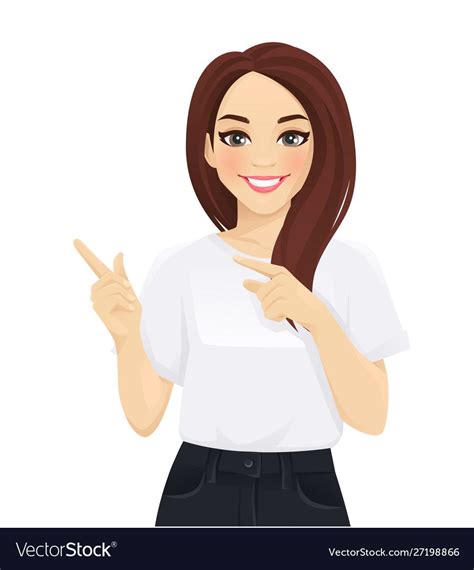 Elegant Business Woman Pointing Away Isolated Vector Illustration