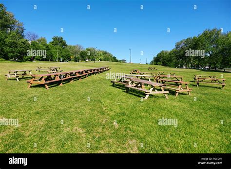Wooden Picnic Tables Hi Res Stock Photography And Images Alamy