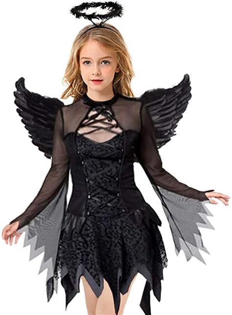 Amazon Com Heay Halloween Costume For Girls Fallen Angel Dress Costume