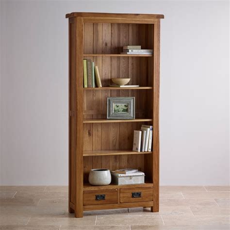 Rustic Bookcase In Solid Oak Original Rustic Oak Furnitureland