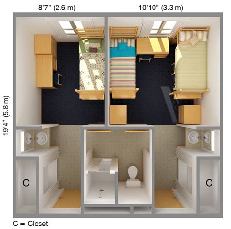 Summit Single Suite And Double Suite Room Dorm Room Layouts