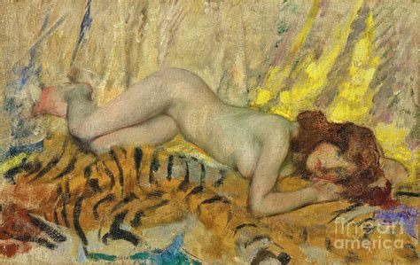 Nude On A Tiger Skin By James Jebusa Shannon Art Print By Sad Hill
