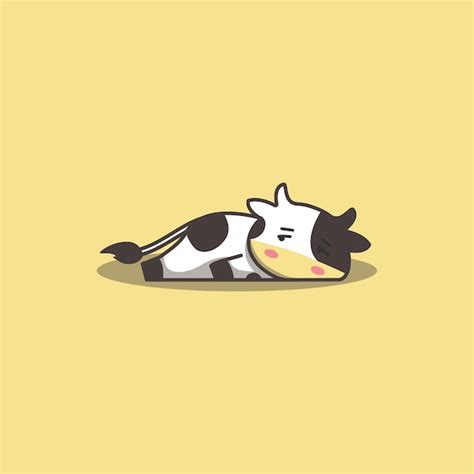 Premium Vector Cute Kawaii Hand Drawn Doodle Bored Lazy Cow