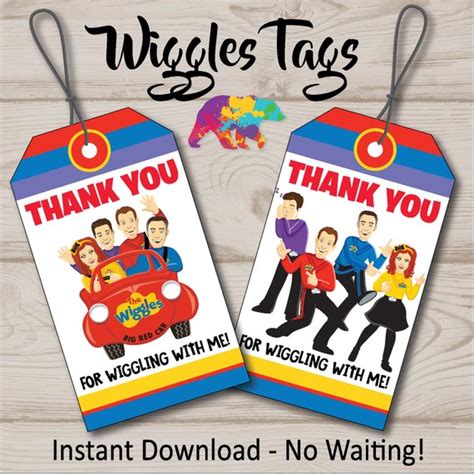 The Wiggles Favor Tags Wiggles Thank You Tags Wiggles Birthday Party