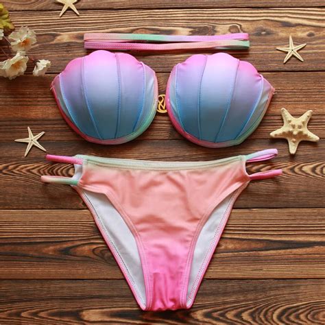 Buy Cutest Design Shell Bikini Bandeau Gradient Color