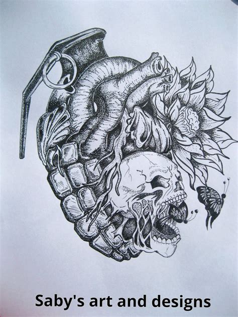 Grenade Heart By Sabinahaq On Deviantart Sleeve Tattoos Grenade