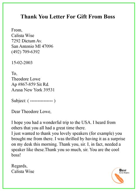 Thank You Letter Template For T