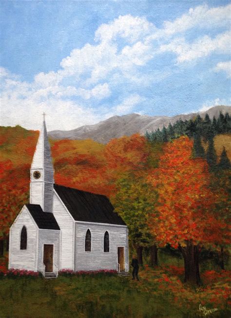 Watercolor Country Church In The Woods Art
