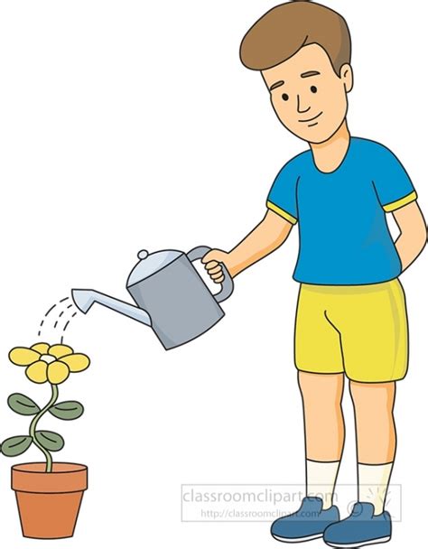 Gardening Clipart Watering Flower With Water Can