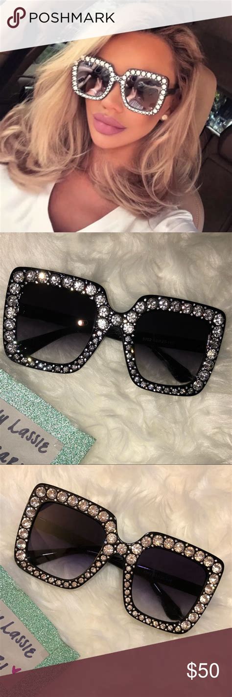 Oversized Rhinestone Crystal Sunglasses 🖤 Crystal Sunglasses Sunglasses Crystal Rhinestone