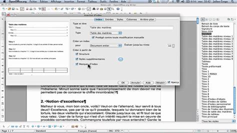 Table Des Matière Libre Office