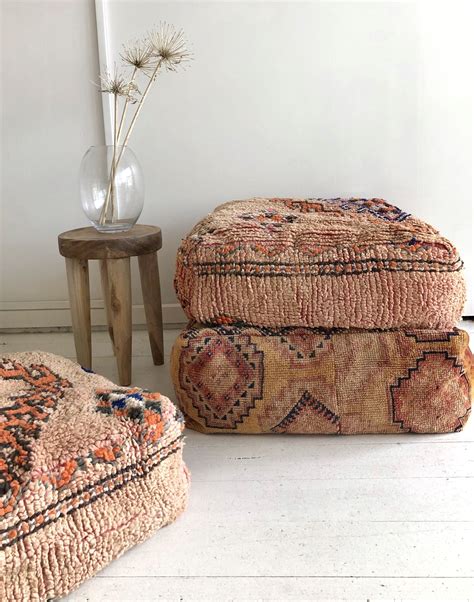 Moroccan Floor Ottomans Made From Boujaad Rugs Aztec House Aztec