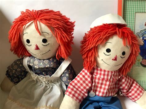 Toys Vintage 1960s 1970s Knickerbocker Raggedy Ann And Andy Dolls