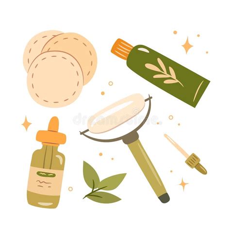 Skincare Cosmetic Product Set Hand Drawn Flat Vector Illustration