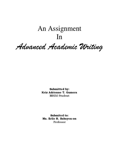Advanced Academic Writing An Assignment In Pdf Teachers Motivation