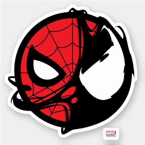 A Spider Man Sticker Is Shown In Red And Black