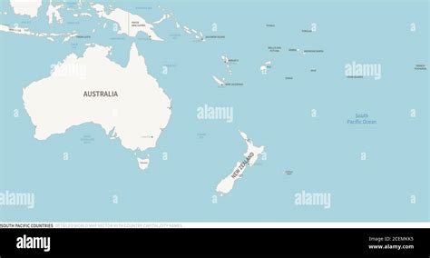 Mapa De Países Del Pacífico Sur Mapa Continental Editable Del País