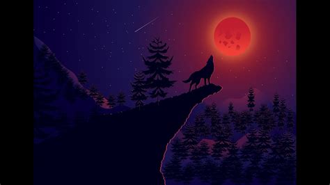 Illustrator Cc Learn How To Create A Blood Moon Night And Wolf Howling