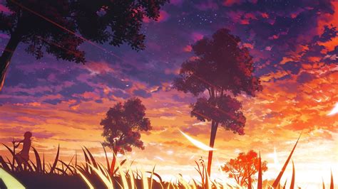 K Anime Sunset Wallpapers Wallpaper Cave