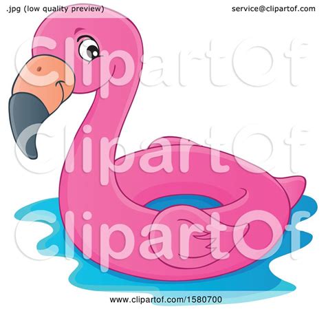 Clipart Of A Pink Flamingo Swim Float Inner Tube Royalty Free Vector