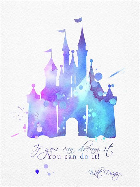 Cinderella Castle Digital Art Cinderella Castle And Quote Watercolor