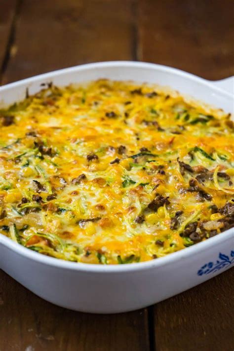 Mince the garlic and grate the ginger. Cheesy Zucchini Casserole with Corn and Ground Beef ...