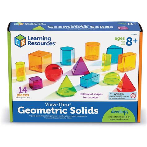 Learning Resources View Thru Geometric Solids 14 Pieces