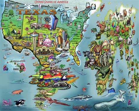 Texas World Map Digital Art By Kevin Middleton Fine Art America