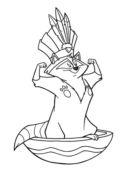 Color splash • paper mario: Pocahontas coloring raccoon ~ Child Coloring