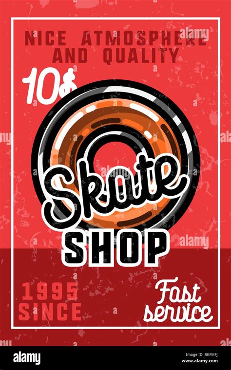 Color Vintage Skate Shop Banner Skate Themed Design Elements For Your