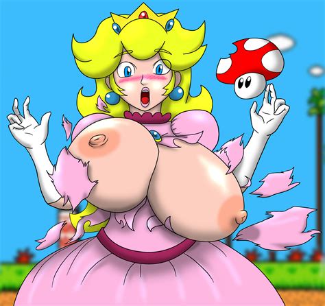 Princess Peach Mario Series Nintendo Super Mario Bros 1 1girl Blonde Hair Blush Breast