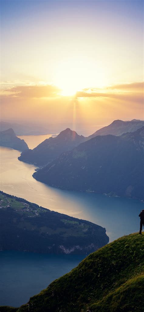 Lake Lucerne Wallpaper 4k Landscape Mountains Sunset Switzerland