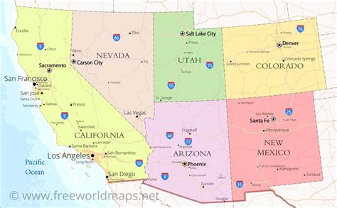 Southwestern Us Political Map By