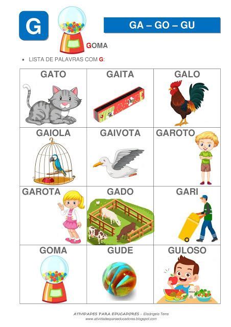 ideias de G em atividades de alfabetização atividades atividades com a letra g