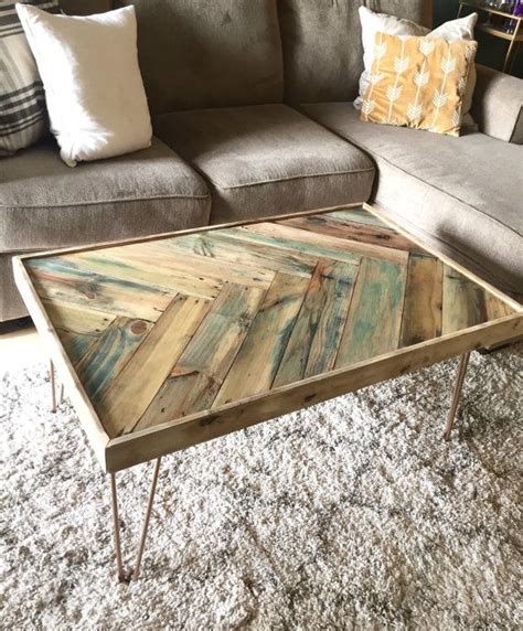 *this item is shipped to a freight shipment terminal close to your home for pick up. Light Golden Herringbone Reclaimed wood Livingroom coffee ...